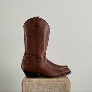 Joe Sanchez Embossed Brown Leather Cowboy Boots